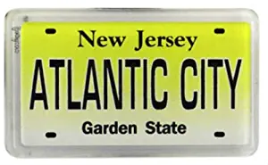 World By Shotglass/Copyrighted Design by agiftcorp Atlantic City New Jersey License Plate Small Fridge Acrylic Collector's Souvenir Magnet 2" X 1.25"