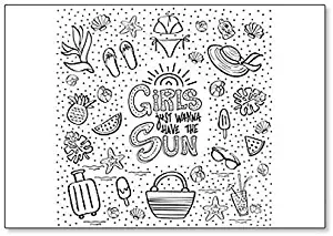 Hand Lettering Phrase Girls Just Wanna Have the Sun Fridge Magnet