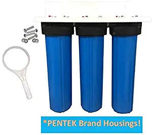 AFWFilters CF3-4520-PH85SD-PENTEK 20-inch 3 Stage PENTEK Big Blue Whole House Filter for Iron, Hydrogen Sulfide, Low pH and Acidic Water