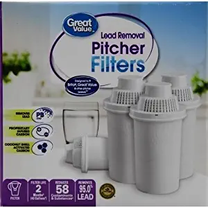 Great Value Gr Val Superior Pitcher Cartridge 4-pk Fits Brita, PUR, Culligan, GE and DuPont pitchers