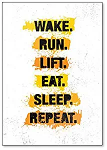Wake. Run. Lift. Eat. Sleep. Repeat. Fitness Gym Muscle Workout Motivation Quote Fridge Magnet