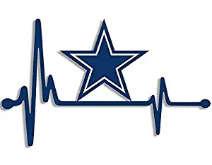 MAGNET 4x6.5 inch Heartbeat Lifeline Dallas Star Die Cut Sticker - dak love cowboys fan Magnetic vinyl bumper sticker sticks to any metal fridge, car, signs