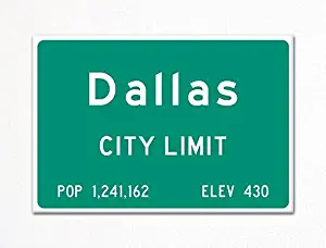 Dallas City Limit Sign Souvenir Fridge Magnet