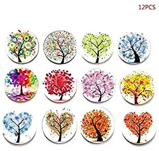 Mccng - Luminous Picture - 12 Pcs Tree Of Life Fridge Magic Magnet Refrigerator Stickers Home Decoration Glass Cabochon - Organizer Pack Ocean Germany Organization Modern Philadelphia States Kids Vari