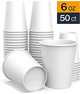 6 oz All-Purpose White Paper Cups (50 ct) - hot Beverage Cup for Coffee Tea Water and cold Drinks - ideal Home Bath Cup paper cup