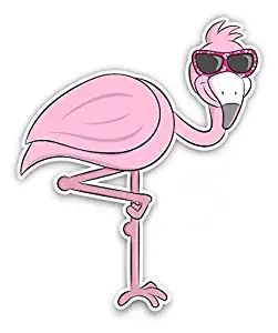 Magnet Flamingo Magnetic vinyl bumper sticker sticks to any metal fridge, car, signs 5"