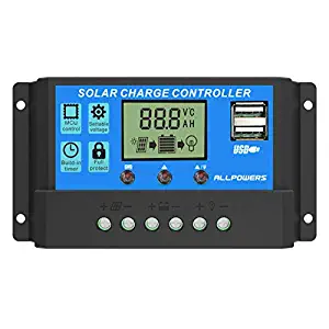 ALLPOWERS 20A Solar Charger Controller Solar Panel Battery Intelligent Regulator with USB Port Display 12V/24V