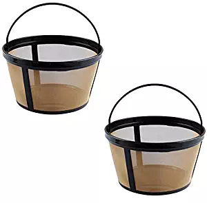 Podoy Permanent Coffee Filter 10 Cup Reusable Basket-Style 8-12 Cup Coffee Gold Tone Coffee Filter for Mr. Coffee GTF2-1 (Pack of 2)