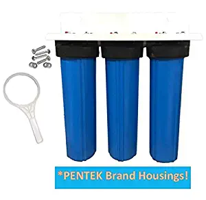 20-inch 3 Stage PENTEK Big Blue Whole House Water Filter Bone Char-Activated Alumina-KDF 55 for Fluoride, Arsenic, Heavy Metal and General Filtration Contaminant Removal