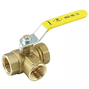 NIGO 180SS Series 3-Way (L-Port) Forged Brass Ball Valve, Lever Handle, NPT Female, Full Port 400WOG (3/4")