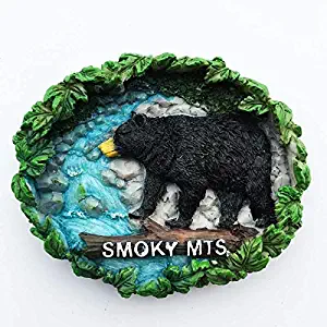 United States Great Smoky Mountains Black Bear 3D resin refrigerator magnetic stickers DIY travel commemorative collection, home decorations.