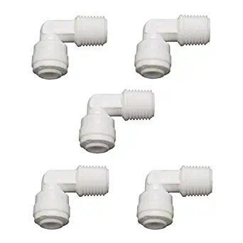 Lemoy 1/4 inch Male Thread to 1/4 inch Tube Elbow Quick Connect Ro Reverse Osmosis water Filter Fitting Male Elbow Pack of 5