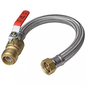 SharkBite U3088FLEX18BVLFA Flexible Water Heater Connector with Ball Valve, 3/4 inch x 3/4 inch FIP, Push-to-Connect Braided Stainless Steel, Water Heater Hose, SILVER