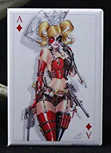 Harley Quinn Ace of Diamonds Pinup Refrigerator Magnet.