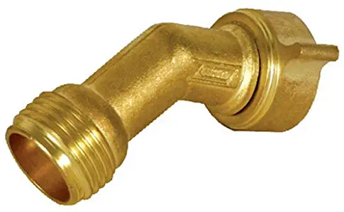 Camco 45 Degree Hose Elbow- Eliminates Stress and Strain On RV Water Intake Hose Fittings, Solid Brass (22605)