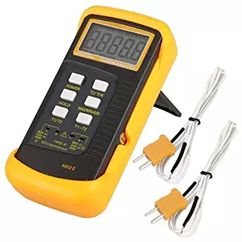 Signstek 3 1/2 6802 II Dual Channel Digital Thermometer -58°F~1022°F(-50~1300°C) with 2 K-Type Thermocouple Sensor Probe