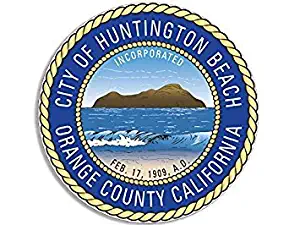 MAGNET Huntington Beach Orange County California City Seal Magnet(decal logo ca west coast) Size: 4 x 4 inch