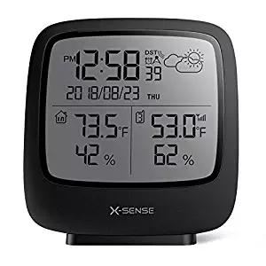X-Sense Weather Station Wireless with 500 ft Wireless Range, Large Backlit LCD, Atomic Clocks, Accurate Temperature and Humidity Monitor, Weather Forecast