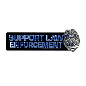 Refrigerator Magnet - Support Law Enforcement Strip Magnet w/Badge - Police, Cops, Sheriffs - 7.5" x 2.25"