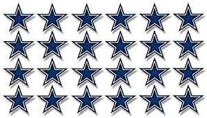 MAGNET Sheet of 24: 1 Inch Dallas Star Shaped Stickers -fan cowboys scrapbooking small Magnetic vinyl bumper sticker sticks to any metal fridge, car, signs