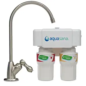 Aquasana 2-Stage Under Sink Water Filter System with Brushed Nickel Faucet
