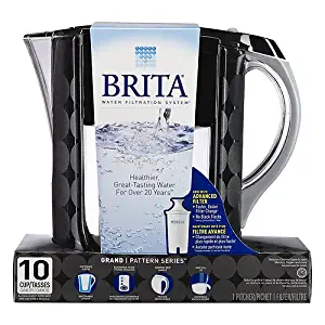 1 PACK Brita Grand Water Filter Pitcher, Black Bubbles, 10 Cups