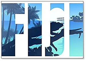 Fiji Illustration with Banded Iguana Classic Fridge Magnet