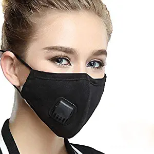 Dust Mask with 2 Filters Washable and Adjustable PM2.5 Mouth Cover Mask（ Black Mask）