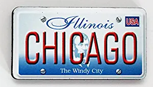 Chicago Illinois License Plate Wood Fridge Magnet 3" x 1.5"