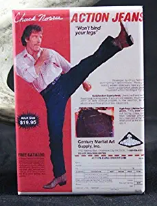 Chuck Norris Action Jeans Refrigerator Magnet.