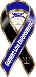 Support Law Enforcement Blue/Black Large Ribbon Magnet