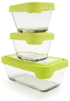 Anchor Hocking TrueSeal Glass Food Storage Containers with Lids, Green, 6-Piece Set