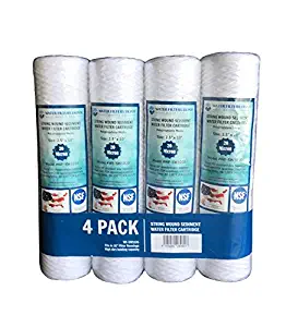 WF-SW1020 2.5"x10" 20 Micron String Wound Sediment Water Filter Cartridge by Water Filters Depot (WFD), Fits in 10" Standard Size Housings of Undersink RO or Filtration Systems (4 Pack, 20 Micron)