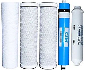 Watts Reverse Osmosis Replacement Filter Set 5 pcs w/ CSM 50 GPD Membrane