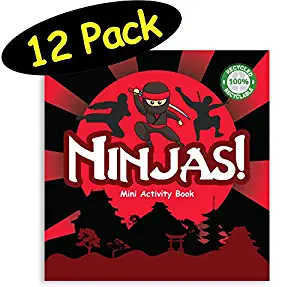 Ninja Party Favors Mini Activity Book for Karate Goodie Bags, 12 pack, 4.75 x 4.75 inches