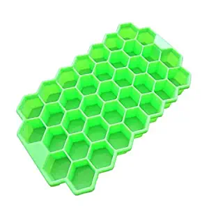 QGT Food Molds 2 PCS 37 Grids Ice Cubes Honeycomb Ice Cream Maker Form DIY Mould Popsicle Molds Yogurt Ice Box Fridge Treats Freezer(Green) (Color : Green)