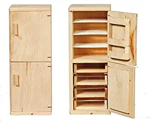 Melody Jane Dollhouse Fridge Freezer Unfinished Bare Wood Miniature Kitchen Furniture