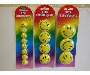 Set of 15-Happy Smiley Face Assorted Size Round Refrigerator Locker Office Classroom School Magnets (1-pack of each, 8-Piece Small (.5"), 4-Piece Medium (1.25"), 3-Piece Large (1.75") Total 3-Packs