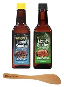 Wrights Liquid Smoke, Hickory and Applewood, 3.5 Oz (Pack of 2) - with Spice of Life Mini Spatula