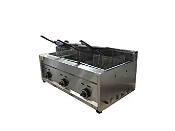 Professional Deep Fryer 3 Compartment 3 Basket Stainless Steel Outdoor Propane Ready Countertop Use Fried Food Cooker