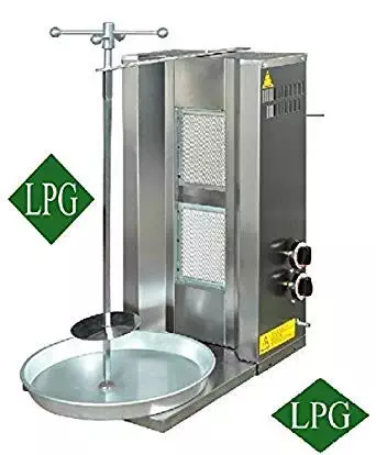 PROFESSIONAL FULL SET Meat Capacity 25 kg /55 lbs. 2 BURNER PROPANE GAS Rotating Spinning Vertical Broiler Shawarma Gyro Doner Grill Kebab Tacos Al Pastor Machine Commercial industrial or for Home use