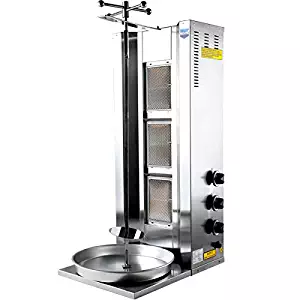 Professional Commercial Set Meat Capacity 35 kg / 77 lbs. Rotating Spinning Grills Vertical Broiler 3 Burner Works with Propane Gas LPG Shawarma Gyro Doner Grill Kebab Tacos Al Pastor Machine