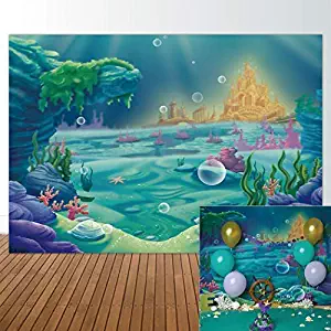 Allenjoy 7x5ft Fabric Backdrop Under The Sea Little Mermaid Ocean Nautical Birthday Party Banner Photo Studio Booth Photography Background Newborn Baby Shower Photocall