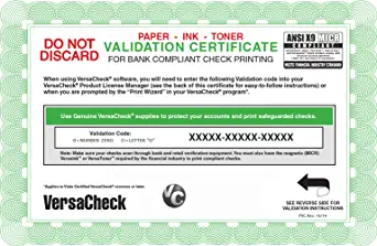 VersaCheck Annual Unlimited Print Validation Code [Online Code]