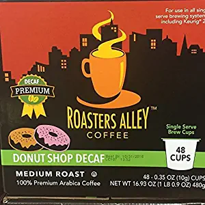Donut Shop DECAF Premium Medium Roast by Roasters Alley Coffee K-cups, 48 count