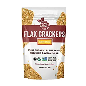 Raw Food Central Cashew Crunch Flax Crackers - Never Baked, SMALL BATCH (Organic NON GMO Gluten Free Vegan Kosher), 3 Oz.