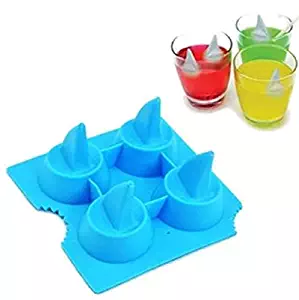 Yerflew Home Kitchen Bar Ice Cube Trays, Shark Fin-Shaped Fun Ice Cube Molds BPA Silicone Flexible Ice Maker for Chilling Whiskey Cocktails