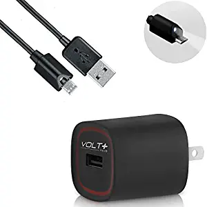 Volt Plus Tech Bright LED Fast 2.1A Wall Kit Works for BLU Dash C Music Charger with Extra USB Port and 5Ft Micro-USB Cable Touch Activated LED Light!