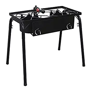 XtremepowerUS Outdoor Propane Stove high Pressure Propane Double Burner Stand Cooker W/Regulator