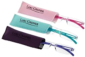 Set of 3 Reading Glasses with Soft Cases by Lori Greiner (3.0, Classic)